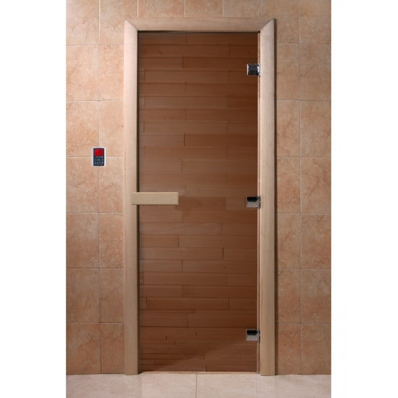 Sauna door 1800x700mm ,Glass 8mm, 3 loops,Glass bronze, magnet.