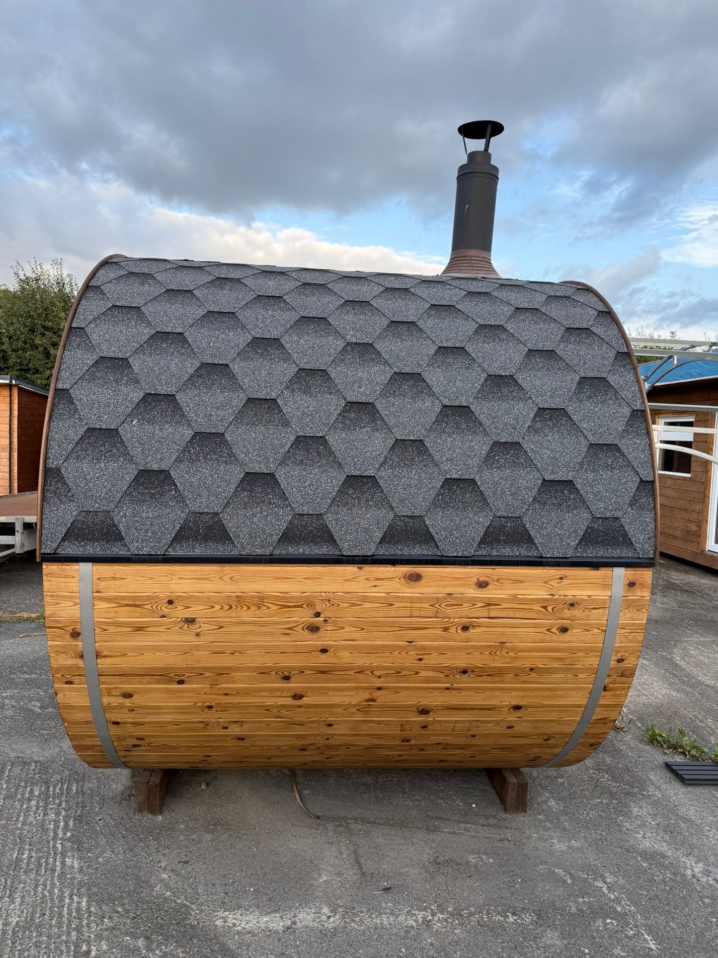 Barrel Sauna 2m Thermo Wood 50% Panoramic Glass on Rear