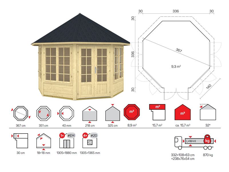 Garden Room Log Cabin Emma F4
