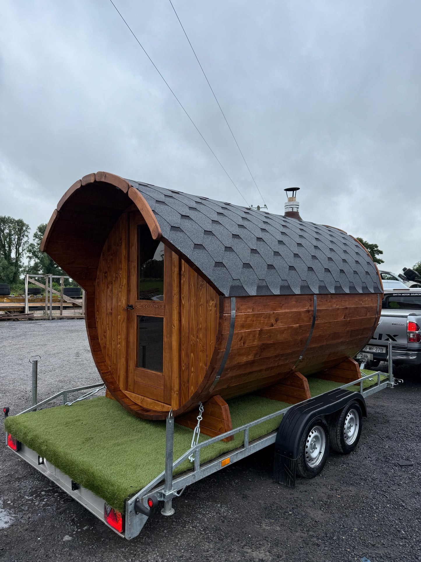 Mobile Barrel sauna 3m on trailer