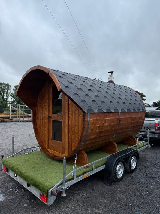 Mobile Barrel sauna 3m on trailer